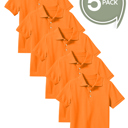 Orange (5-Pack) 16 5-Pack School Uniform Tagless Polo Tshirt for Little Boys & Big Boys